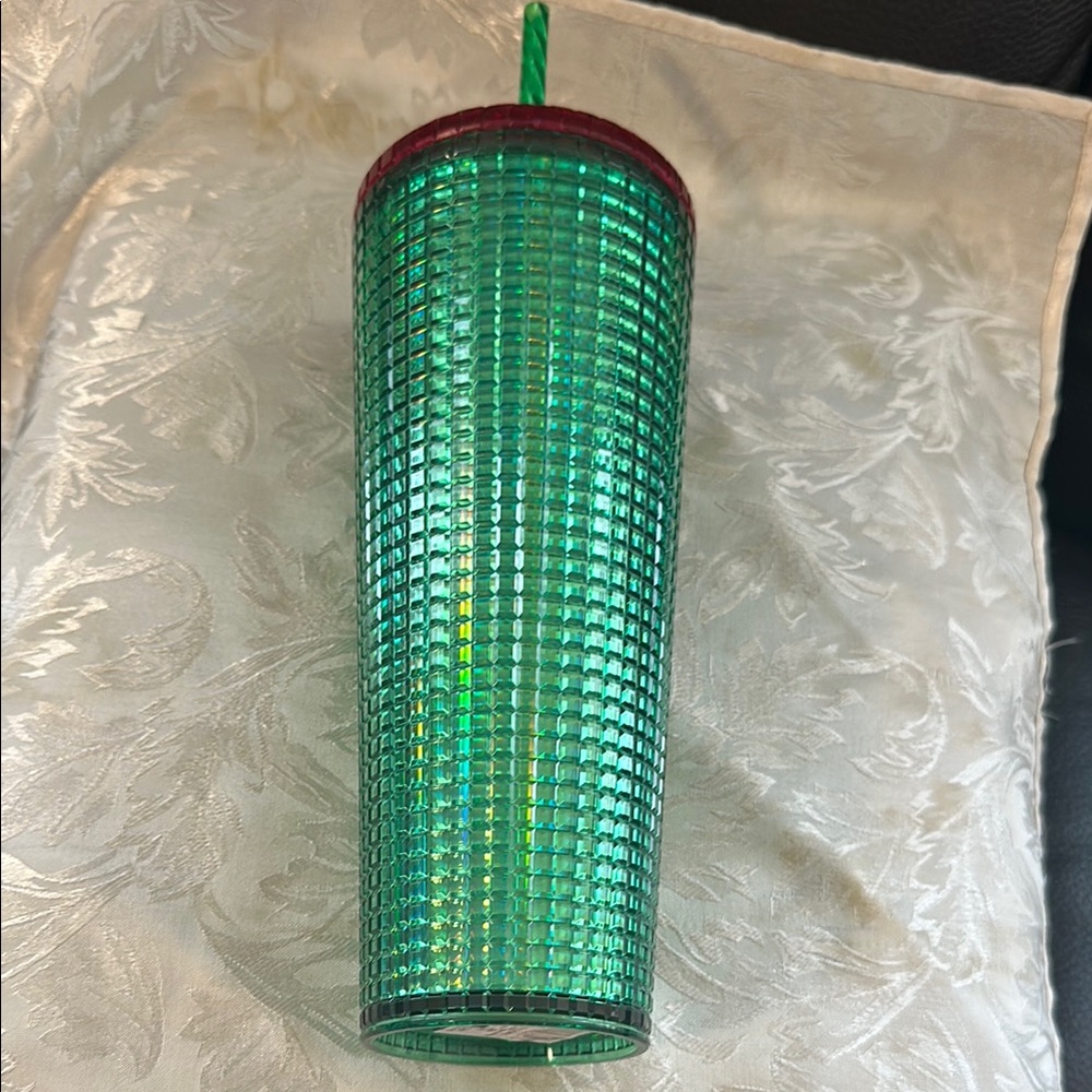 Starbucks Spring 2023 Watermelon Grid Green w/Green Straw and  Red  Lid 24 oz